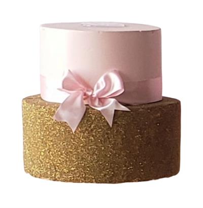 Bolo Rosa Com Dourado - DecorFest