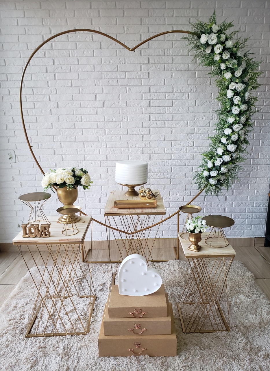 Kit Casamento/Noivado Coração - Dourado Maleta - DecorFest