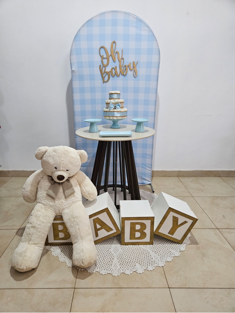 Kit Chá de Bebê - Azul Candy Xadrez - DecorFest