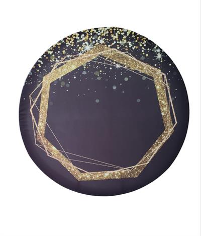 Painel Redondo Preto Com Dourado - DecorFest