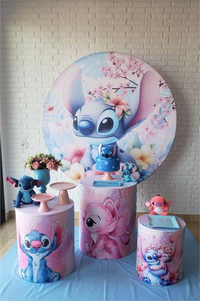 Kit Festa Facil P - Stitch Rosa - DecorFest