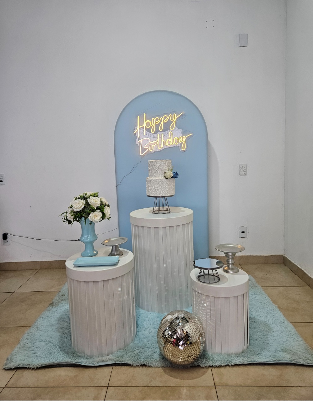 Kit - Azul Cilindros Ripados - DecorFest
