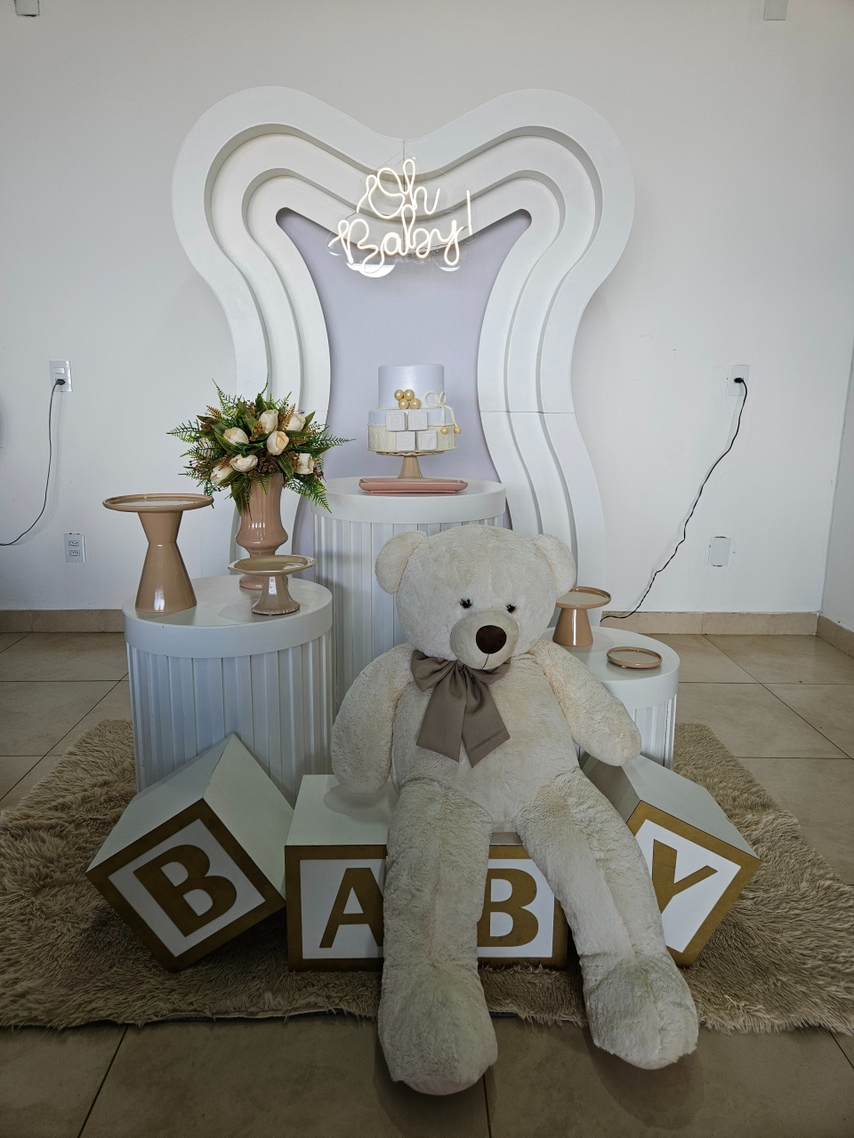 Kit Chá de Bebê Painel 3D - Nude  - DecorFest