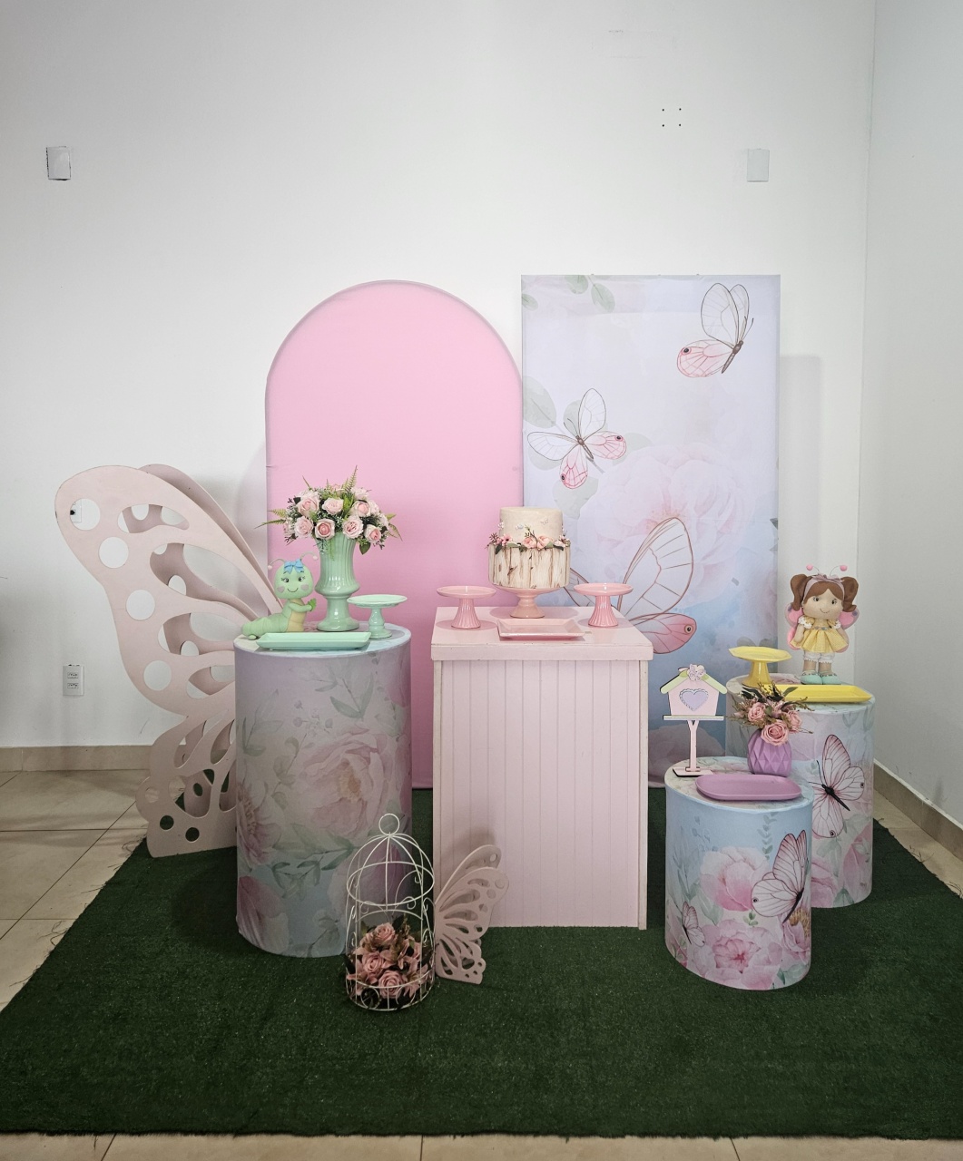 Kit Festa Facil G - Borboleta Painel Rosa - DecorFest