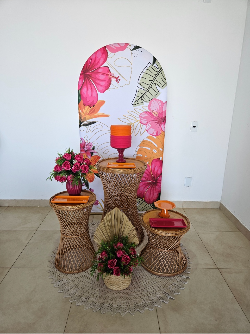Kit P - Vime Tropical Pink Com Laranja - DecorFest