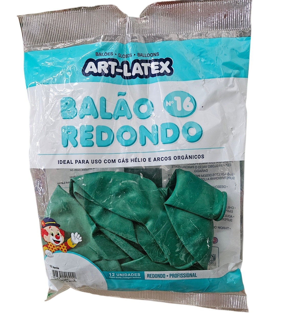 Balão Art-Latex 16" - Verde Com 12 Unidades - DecorFest