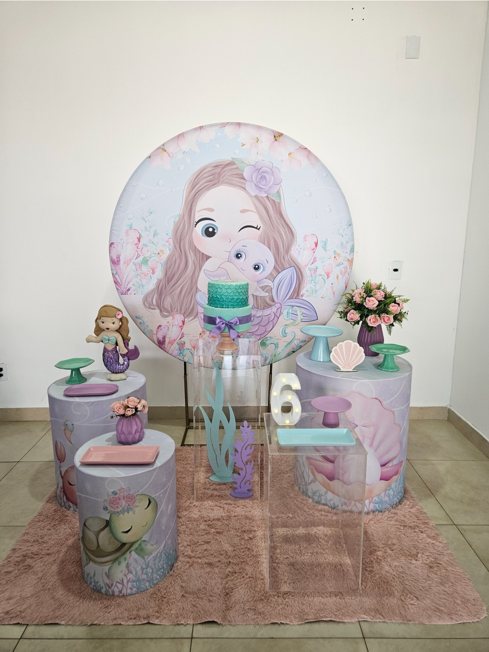 Kit Festa Facil M - Sereia Cute - DecorFest