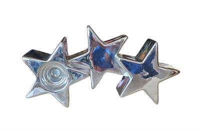 Trio de Estrela Prata Louça - DecorFest