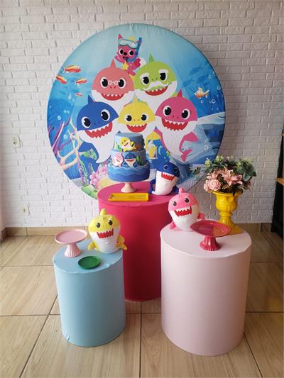 Kit Festa Facil P - Baby Shark Rosa - DecorFest