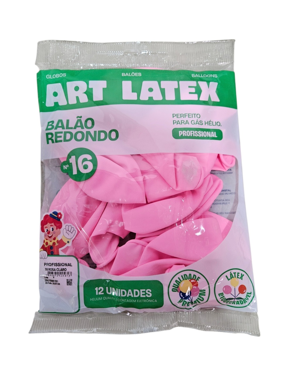 Balão Art-Latex 16" - Rosa Claro Com 12 Unidades - DecorFest
