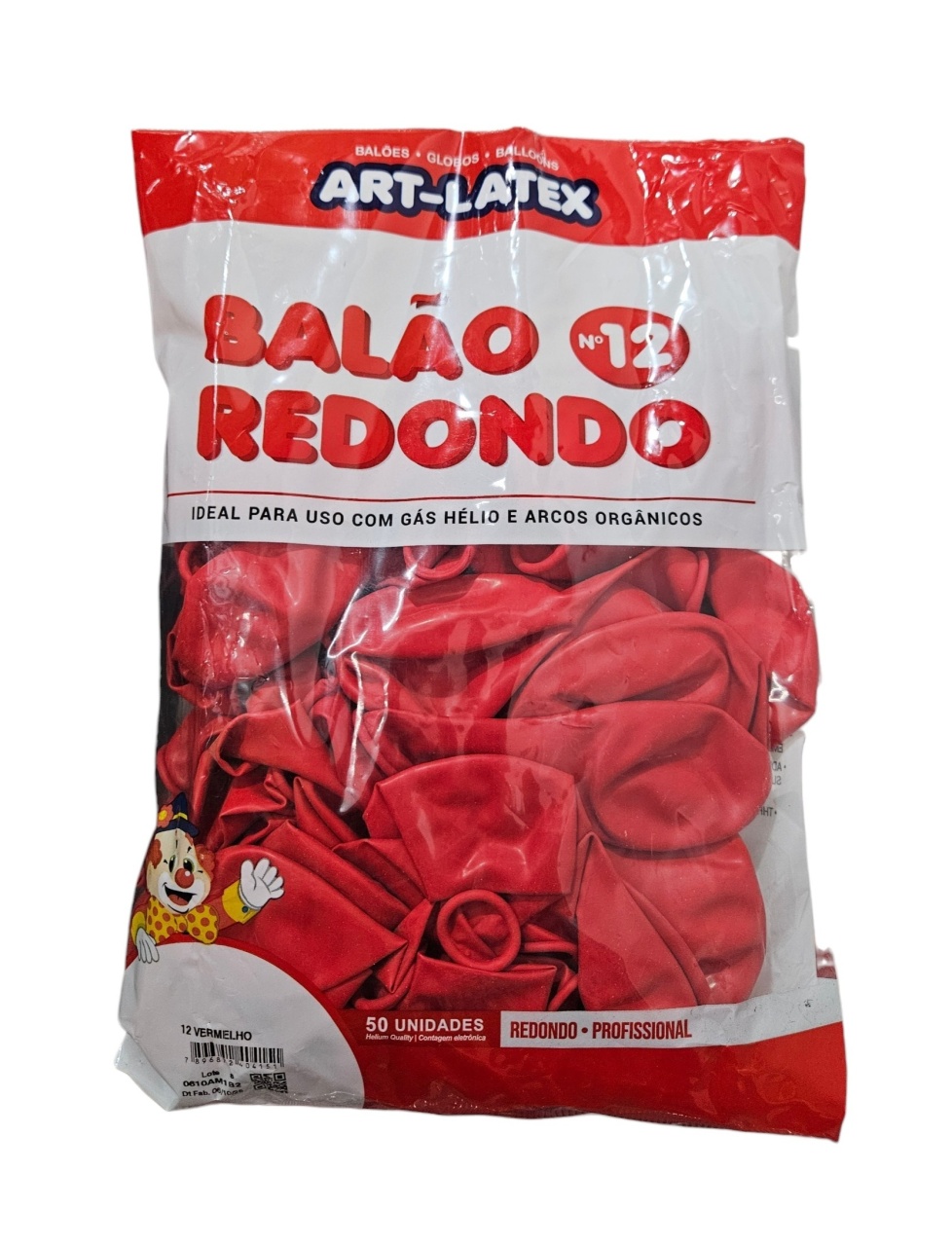 Balão Art-Latex 12" - Vermelho Com 50 Unidades - DecorFest