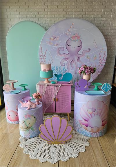 Kit Festa Facil G - Fundo Do Mar Menina - DecorFest