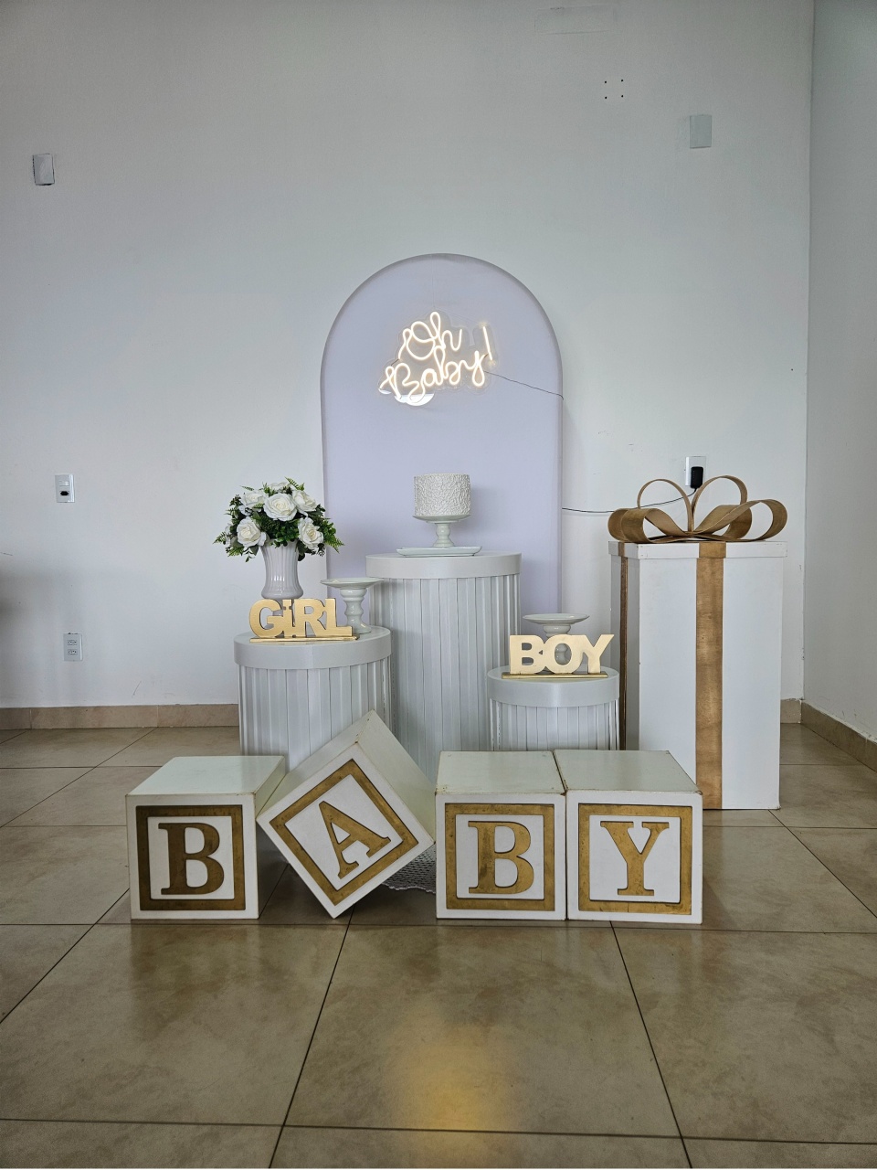 Kit Chá Revelação - Branco Com Caixa Revelação - DecorFest