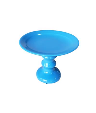Bandeja Redonda Alta Azul Turquesa Louça - DecorFest