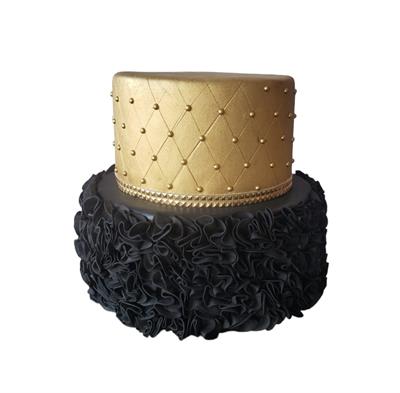 Bolo Preto Com  Dourado - DecorFest