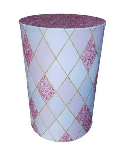 Capa Mesa Cilindro G - Kit Flor Rosa E Dourado - DecorFest