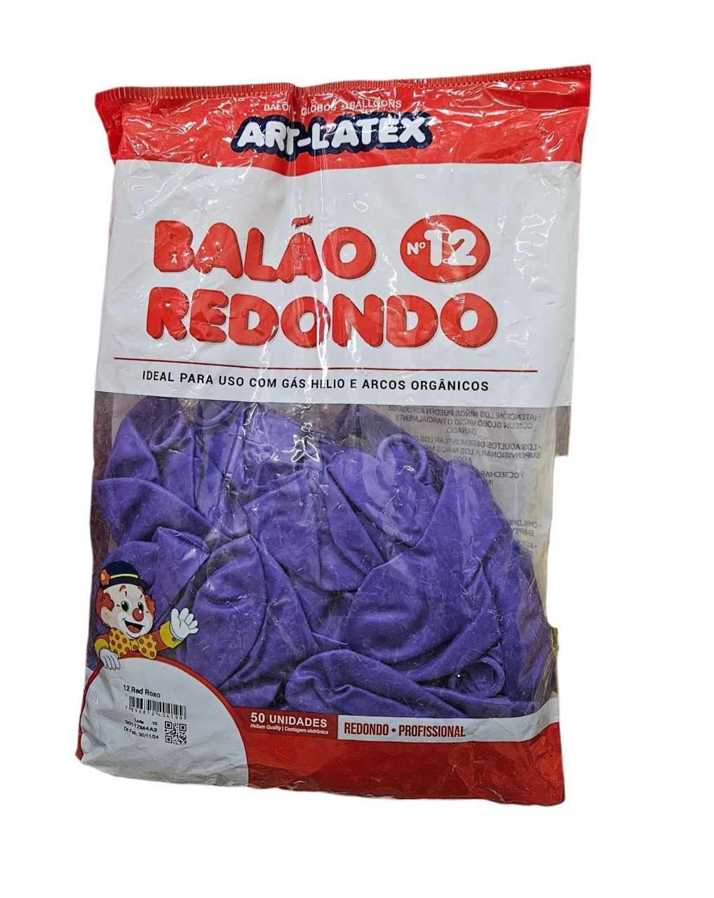 Balão Art-Latex 12" - Roxo Com 50 Unidades - DecorFest