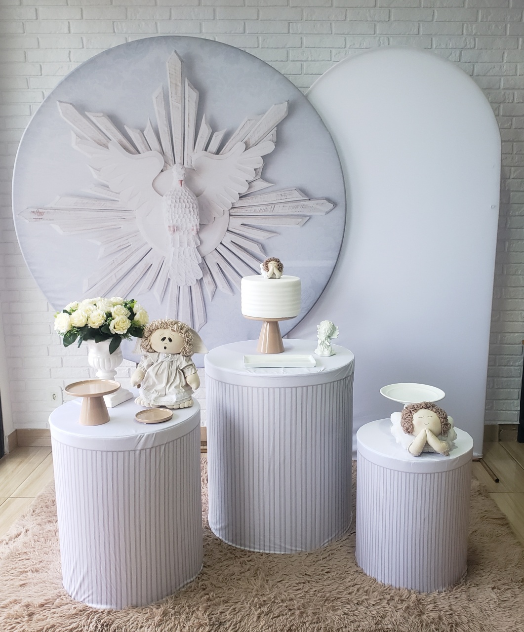 Kit M Batizado - Branco Com Anjinho Tecido - DecorFest