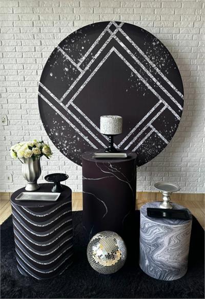 Kit Festa Facil P - Adulto - Preto E Prata - DecorFest