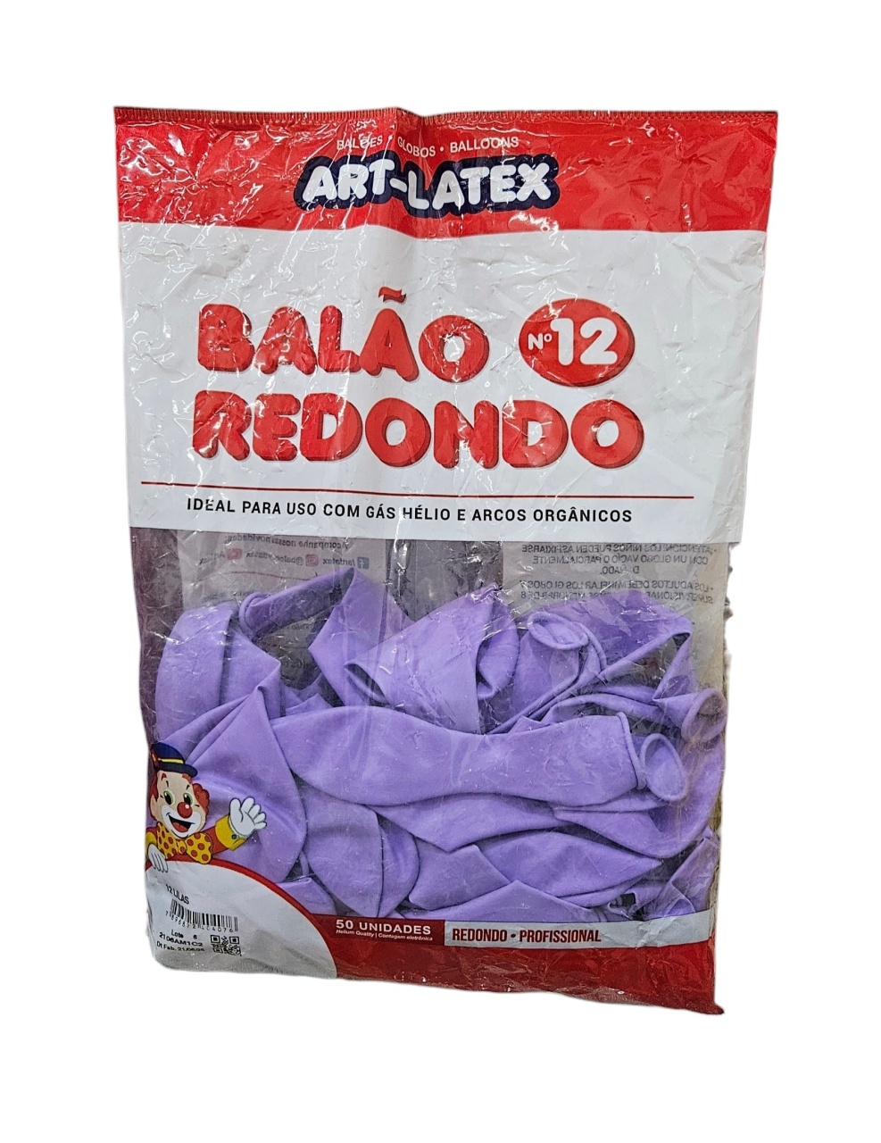 Balão Art-Latex 12" - Lilás Com 50 Unidades - DecorFest
