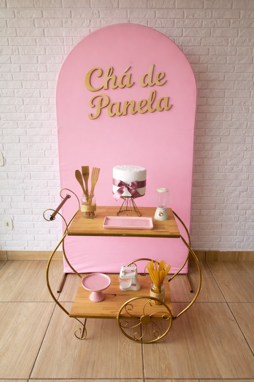 Kit Chá de Cozinha - Rosa Com Carrinho  - DecorFest