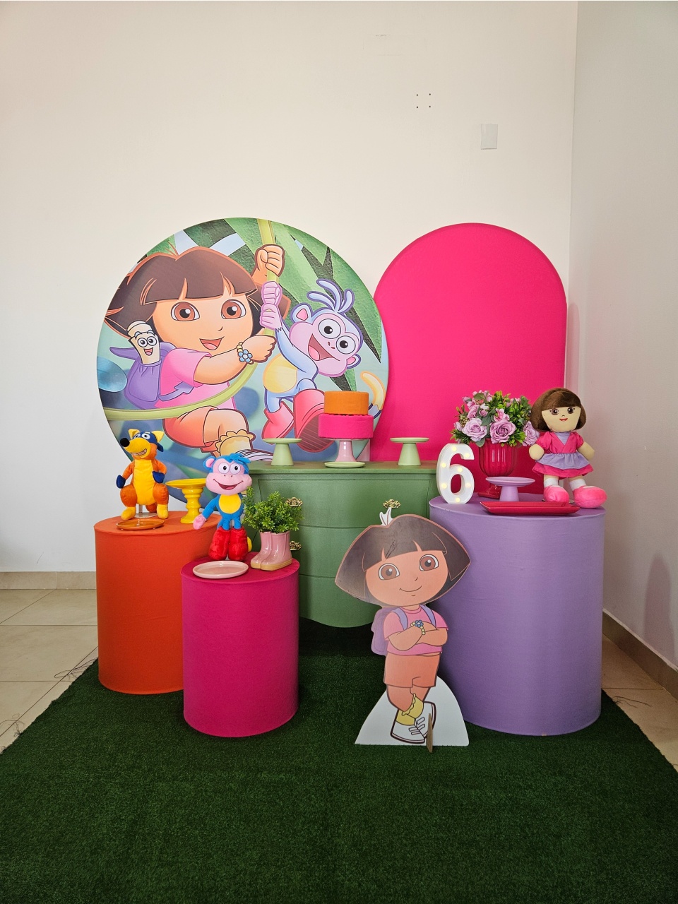 Kit Festa Facil G - Dora Aventureira Painel Pink - DecorFest