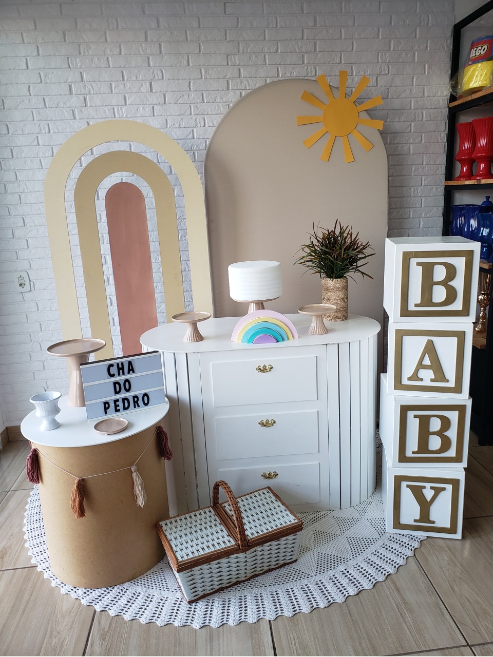 Kit Chá de Bebê - Nude Com Arco Iris - DecorFest