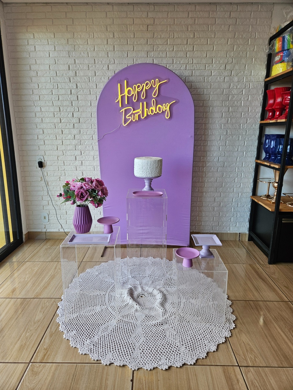 Kit Festa Facil P - Adulto - Lilas Com Cubos Acrilicos - DecorFest