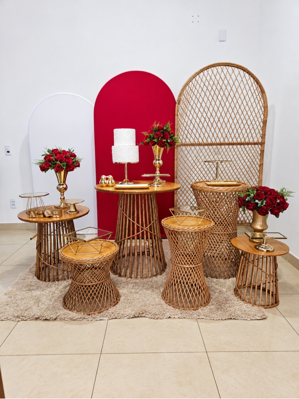 Kit Casamento/Noivado - Vermelho E Vime - DecorFest
