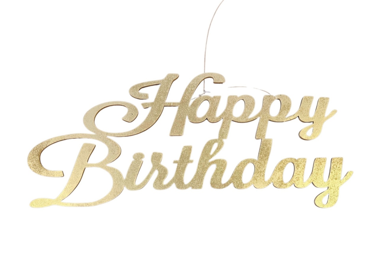 Mini Happy Birthday Mdf Dourado - DecorFest