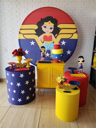Kit Festa Facil M - Mulher Maravilha Infantil - DecorFest