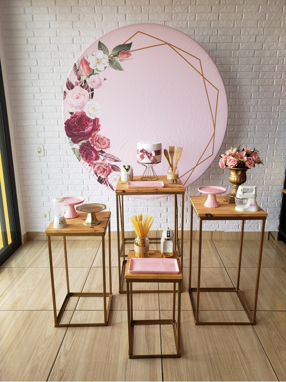 Kit Chá de Cozinha - Rosa - Flor Rosa 2 - DecorFest
