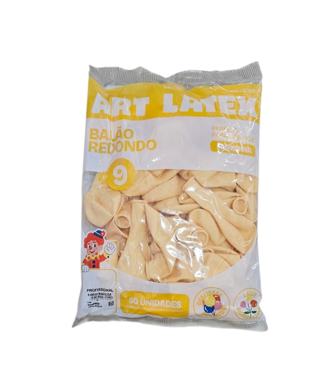 Balão Art-Latex 9" - Amarelo Manteiga Com 50 Unidades - DecorFest
