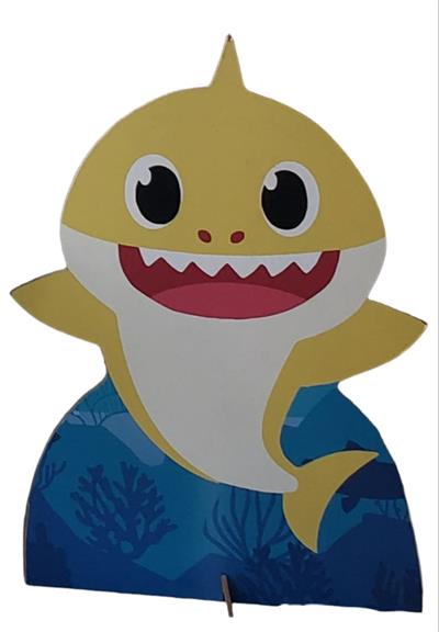 Display/ Totem de Chão Mdf - Baby Shark - Amarelo - DecorFest