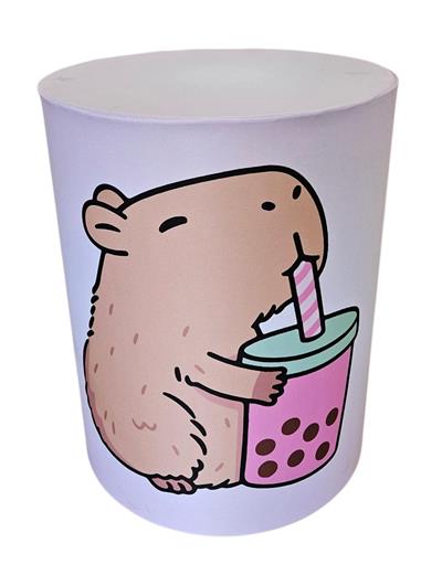 Capa de Mesa Cilindro P - Capivara Rosa - DecorFest