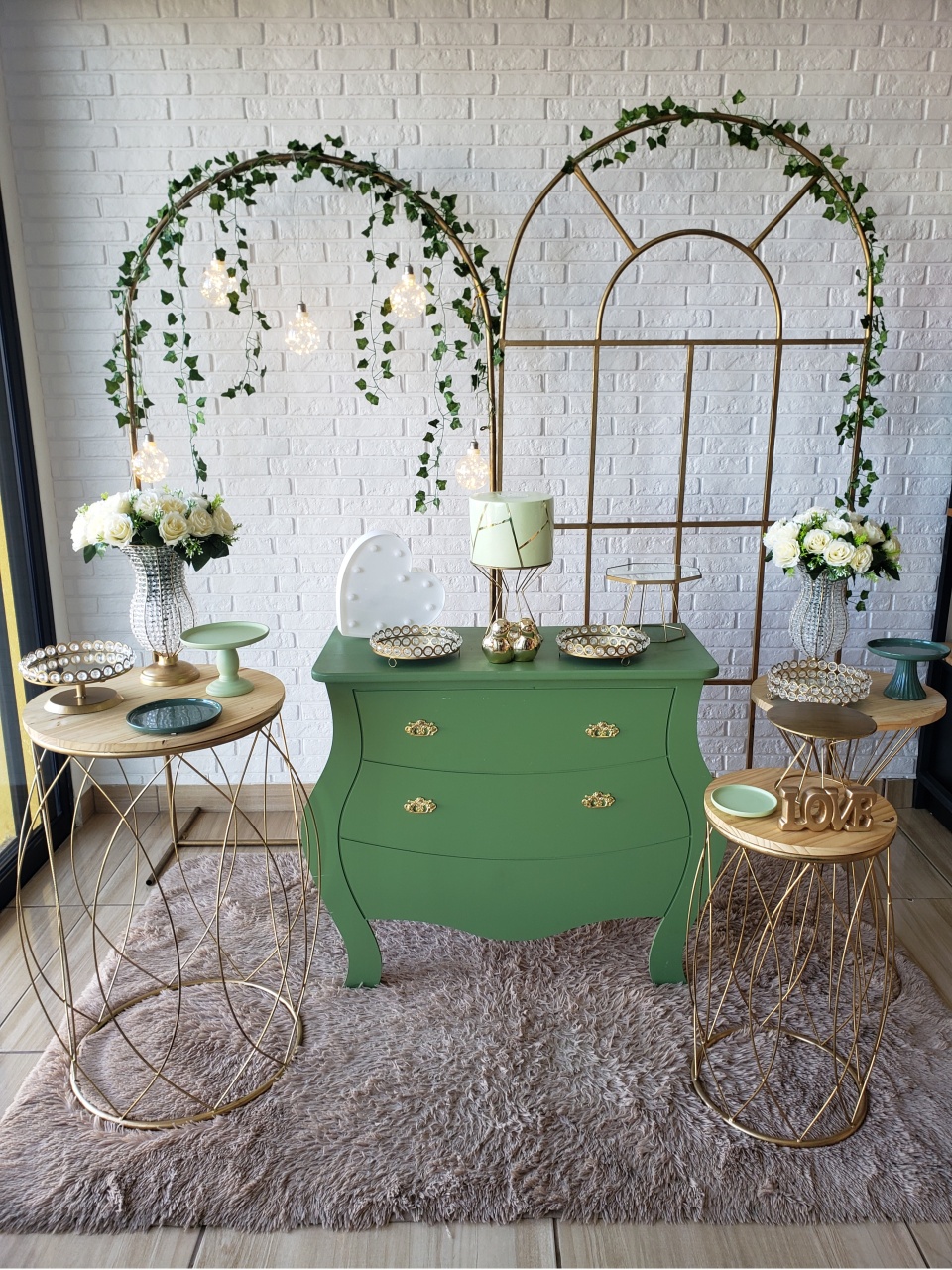Kit Casamento/Noivado Pedraria E Cõmoda Verde - DecorFest