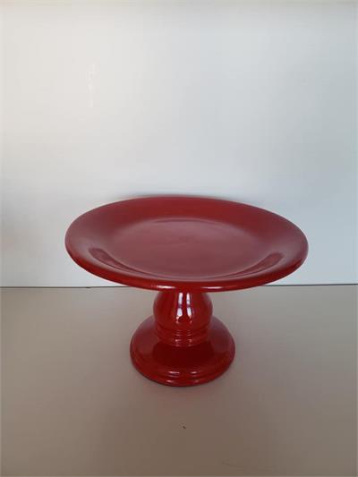 Bandeja Redonda Alta Vermelho Pp - Louça 17Dx11A - DecorFest