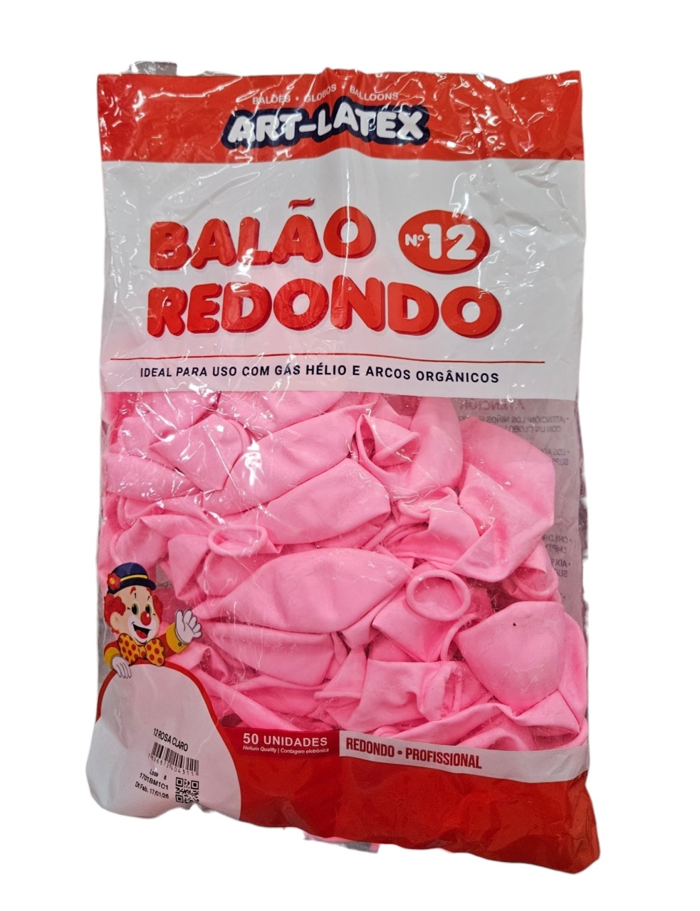 Balão Art-Latex 12" - Rosa Claro Com 50 Unidades - DecorFest