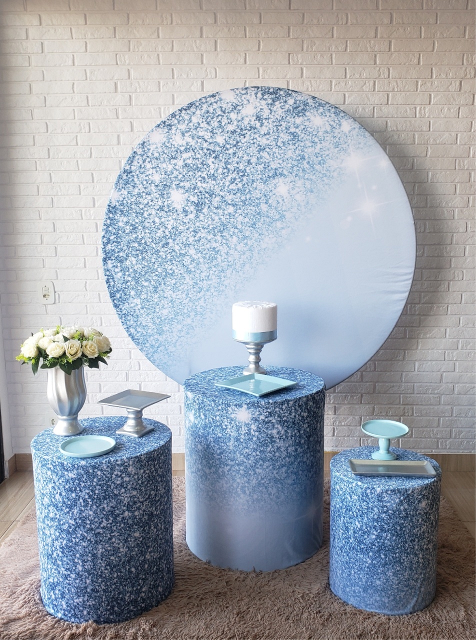 Kit Festa Facil P - Adulto - Azul Glitter  - DecorFest