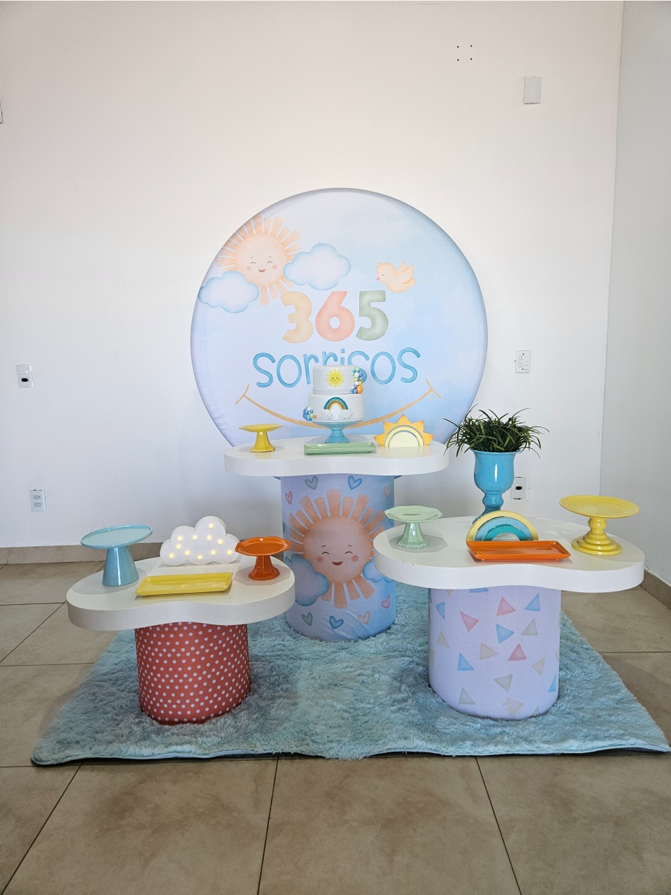 Kit Festa Facil P - Mesas Organicas - 365 Sorrisos - Menino - DecorFest