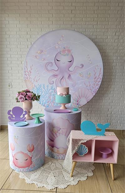Kit Festa Facil P - Fundo Do Mar Menina - DecorFest