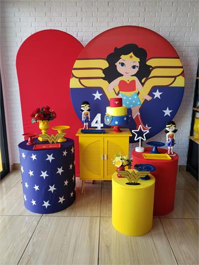 Kit Festa Facil G - Mulher Maravilha Infantil - DecorFest