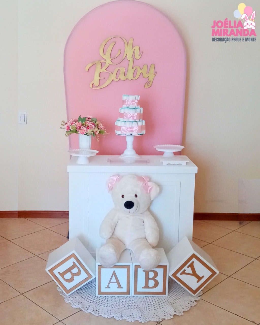 Cb0006 - Chá de Bebê Rosa Bebê - Modelo 2  - JoéliaMirandaDecora