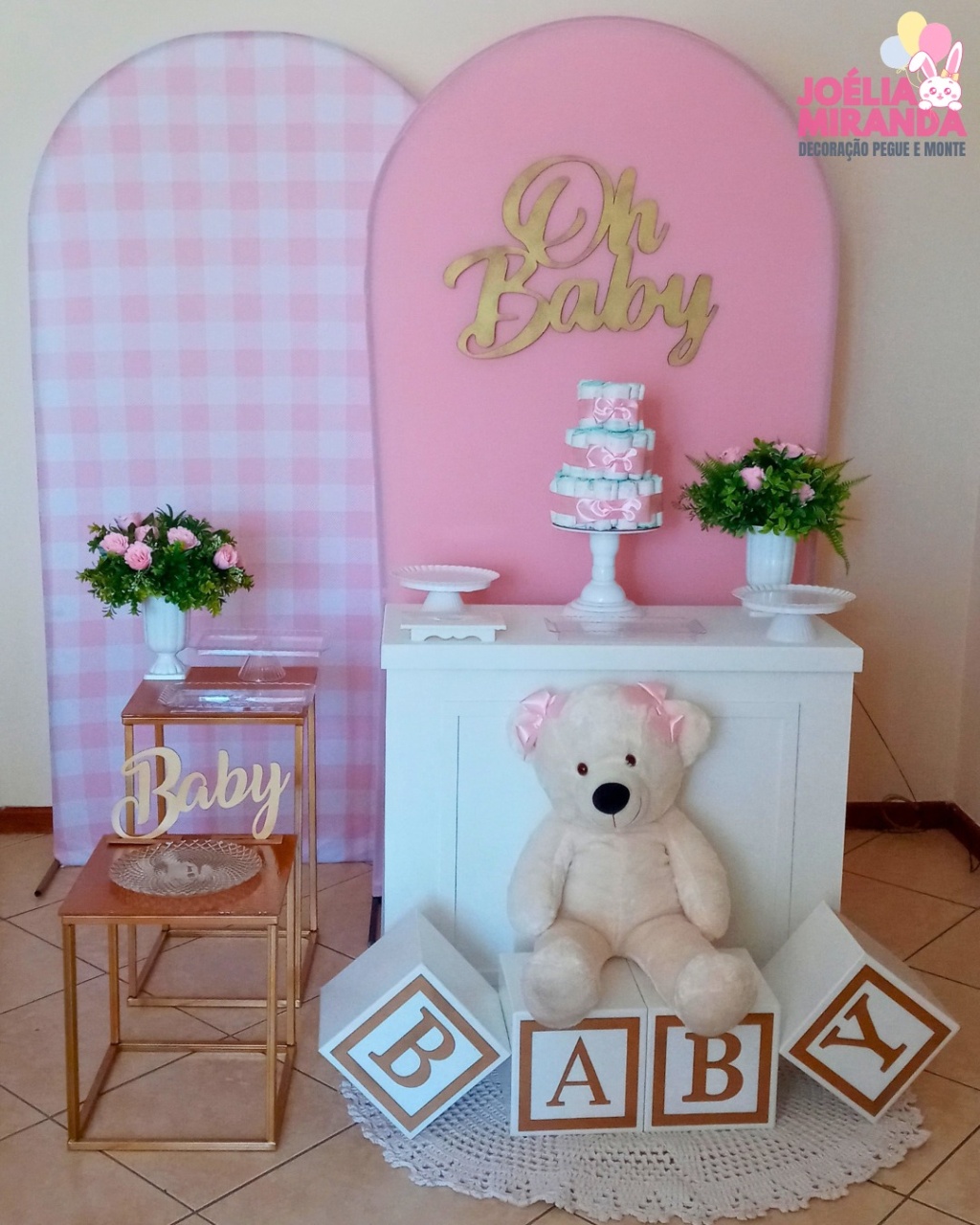 Cb0007 - Chá de Bebê Rosa Bebê - Modelo 3  - JoéliaMirandaDecora