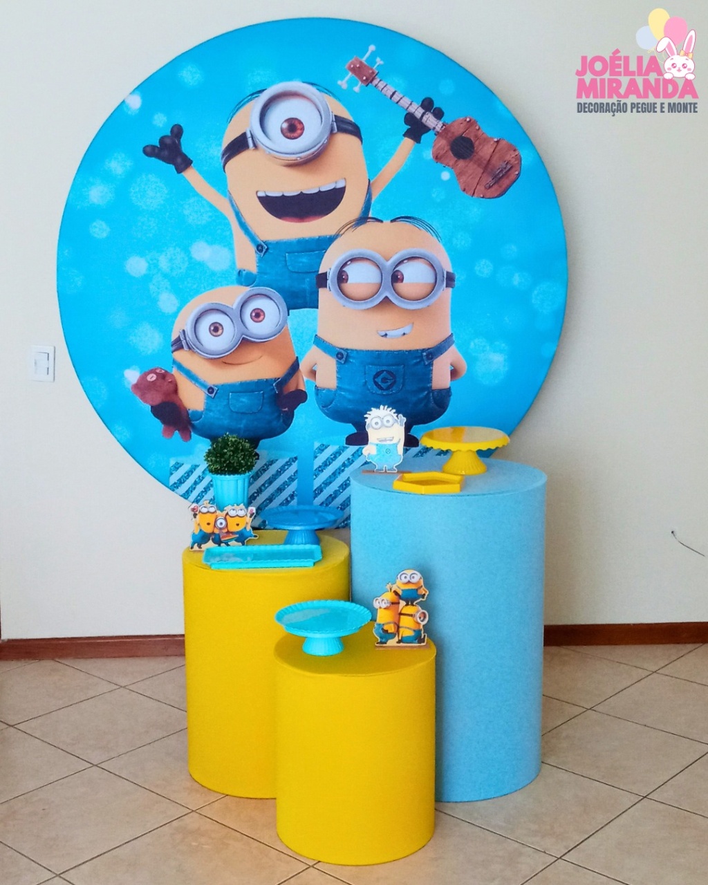G0003-0018-1 - Kit Prata Minions - Azul Bebê - JoéliaMirandaDecora