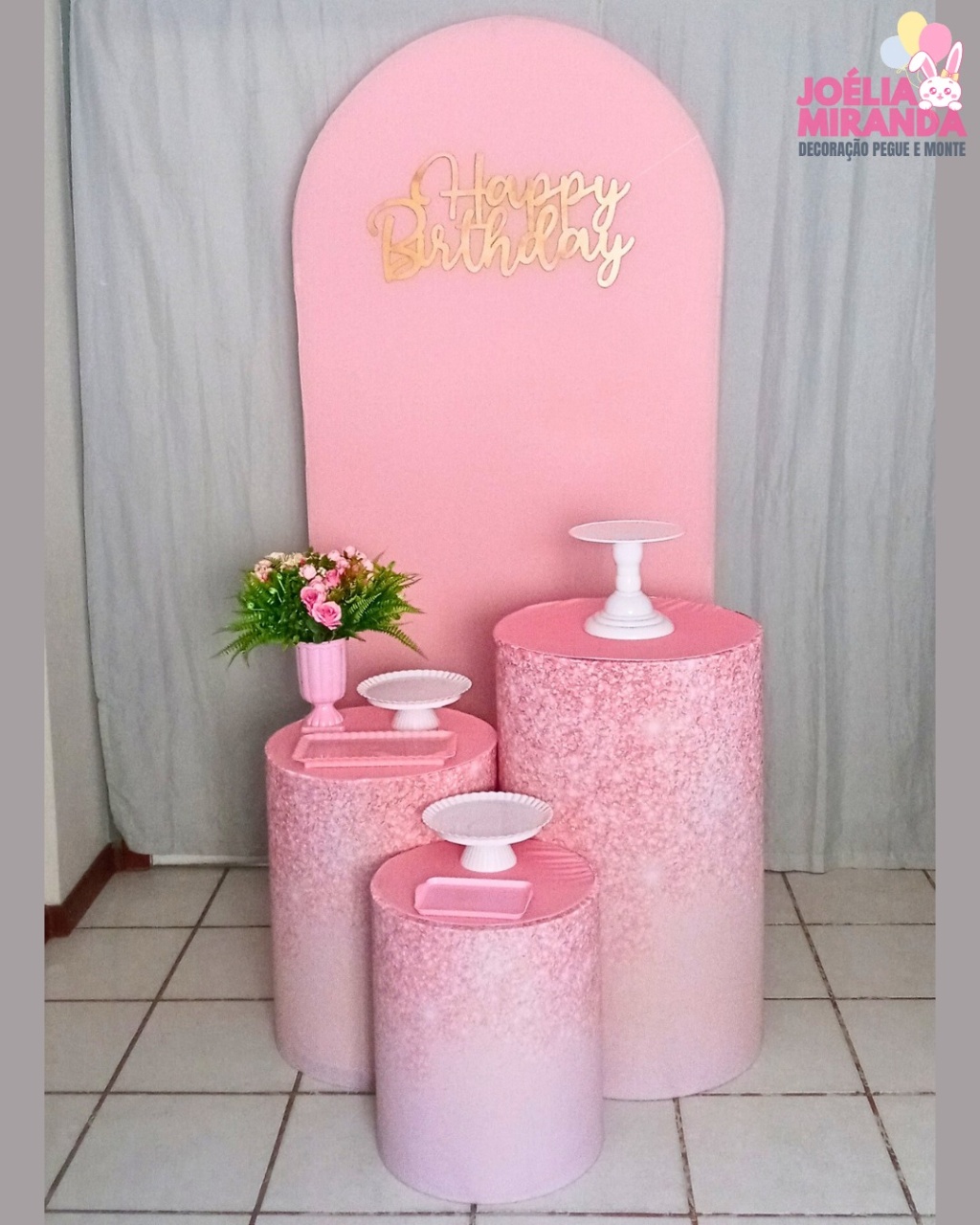 C000042 - Rosa Bebê Com Glitter - JoéliaMirandaDecora