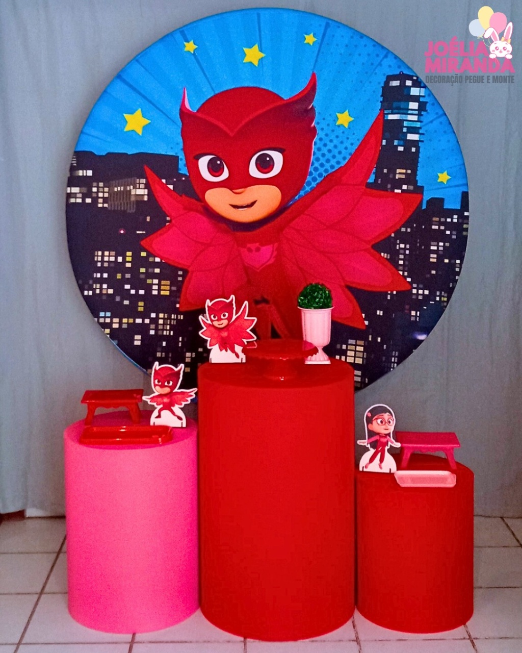 G0002-0015-3 - Kit Prata Corujita - Pj Masks  - JoéliaMirandaDecora