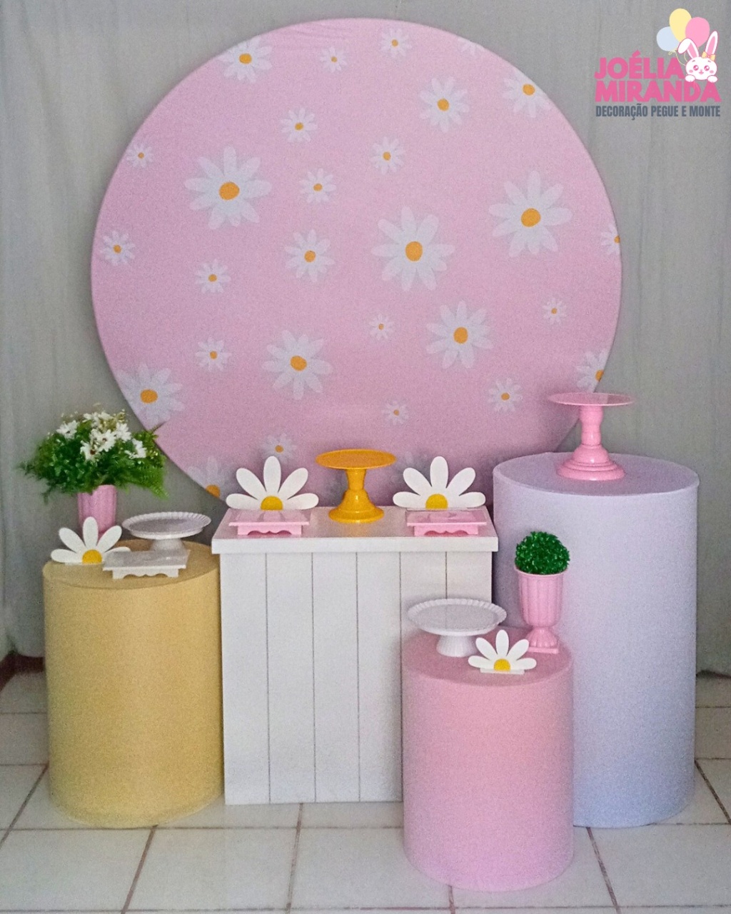 K10-0073-3 - Kit Ouro Margaridas - Fundo Rosa  - JoéliaMirandaDecora