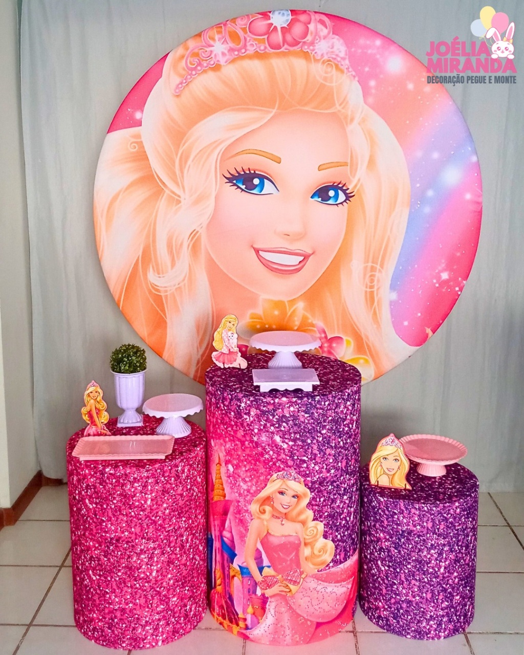 G0012-0095 -1 - Kit Prata Barbie Lilás - JoéliaMirandaDecora