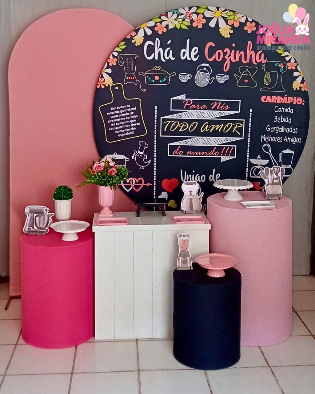 K11-0082-2 - Kit Diamante Chá de Cozinha - Rosa - JoéliaMirandaDecora